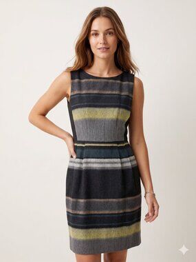 BOSS Hugo Boss Dicoris Striped Wool Blend Sleeveless Sheath Dress - Size 4